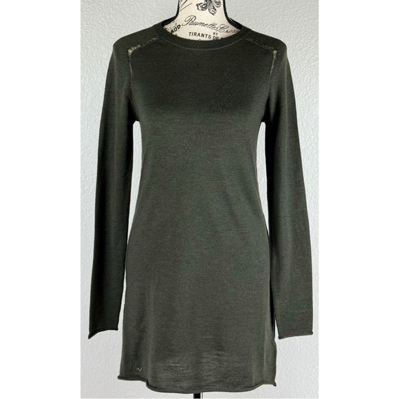 Zadig & Voltaire Roller Khaki Wool Dress with Glitter Star Elbow Patches Small - Picture 1 of 11